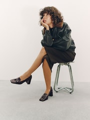 Շոկոլադե շագանակագույն - Forever Comfort® Leather Loafer Block Heels - Պատկեր 5 9-ից