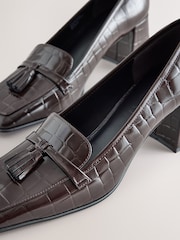 Շոկոլադե շագանակագույն - Forever Comfort® Leather Loafer Block Heels - Պատկեր 9 9-ից