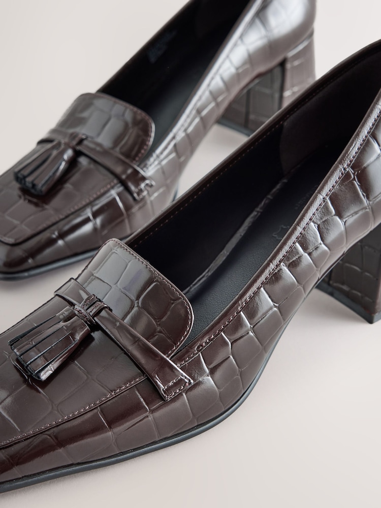 Շոկոլադե շագանակագույն - Forever Comfort® Leather Loafer Block Heels - Պատկեր 9 9-ից