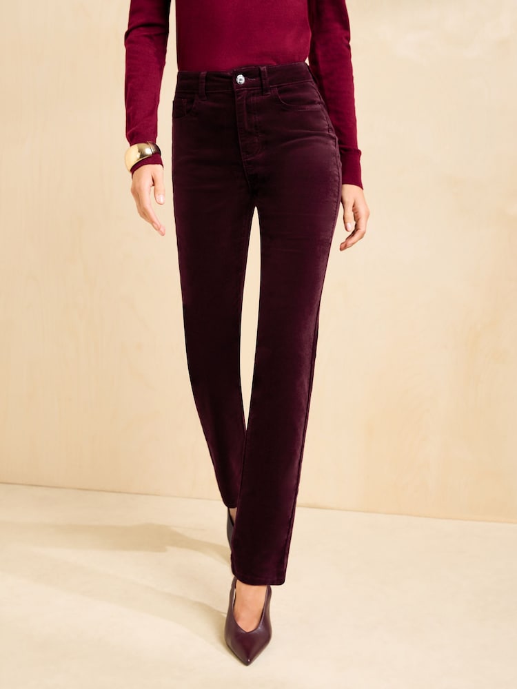 Friends Like These Rust Red Velvet Straight Leg Stovepipe Jeans - Image 2 of 6