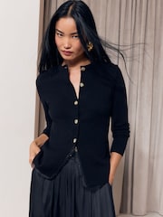 Lipsy Black Lace Detail Longline Knit Cardigan - Image 3 of 6