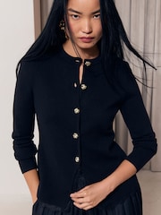 Lipsy Black Lace Detail Longline Knit Cardigan - Image 4 of 6