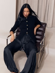 Lipsy Black Lace Detail Longline Knit Cardigan - Image 5 of 6