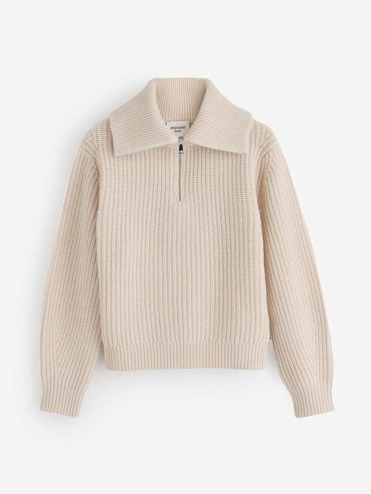 Weekend MaxMara Natural Laser Quarter Zip Jumper - Image 1 of 4 Weekend MaxMara Natural Laser Quarter Zip Jumper - Image 1 of 4