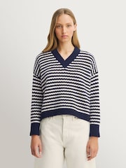 Weekend MaxMara Blue Spiga Striped Cardigan - Image 1 of 10
