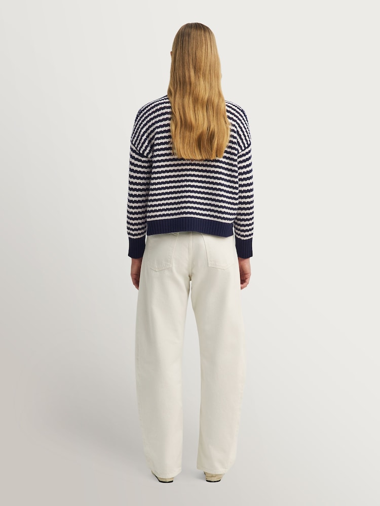Weekend MaxMara Blue Spiga Striped Cardigan - Image 2 of 10 Weekend MaxMara Blue Spiga Striped Cardigan - Image 2 of 10