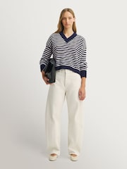 Weekend MaxMara Blue Spiga Striped Cardigan - Image 3 of 10