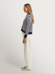 Weekend MaxMara Blue Spiga Striped Cardigan - Image 4 of 10
