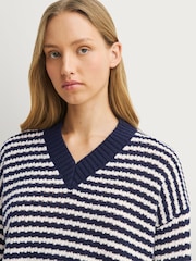 Weekend MaxMara Blue Spiga Striped Cardigan - Image 5 of 10