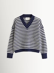 Weekend MaxMara Blue Spiga Striped Cardigan - Image 6 of 10
