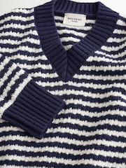 Weekend MaxMara Blue Spiga Striped Cardigan - Image 8 of 10