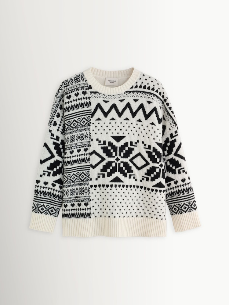Weekend MaxMara White Pavidi Patterned Knit Jumper - Image 1 of 4