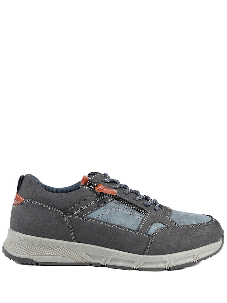 Pavers Navy Wide Fit Zip & Lace Fasten Casual Trainers - Image 2 of 5 Pavers Navy Wide Fit Zip & Lace Fasten Casual Trainers - Image 2 of 5
