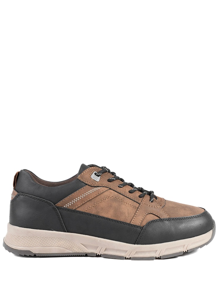 Pavers Brown Wide Fit Rugged Lace Up Trainers - Image 2 of 5