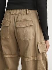 Free People Green Reef Curved Cargo Twill Trousers - Image 5 of 6