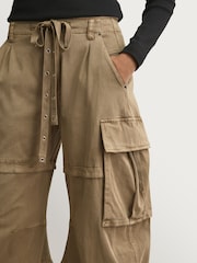 Free People Green Reef Curved Cargo Twill Trousers - Image 6 of 6