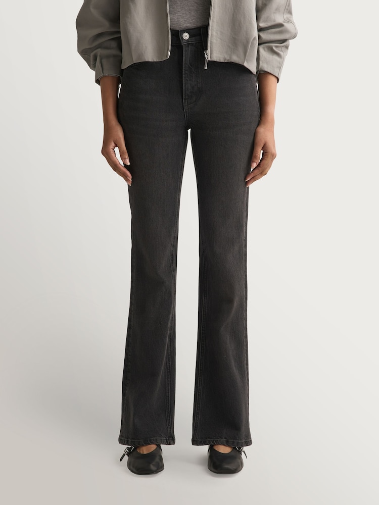Free People Black Double Knot High Rise Straight Jeans - Image 2 of 5 Free People Black Double Knot High Rise Straight Jeans - Image 2 of 5