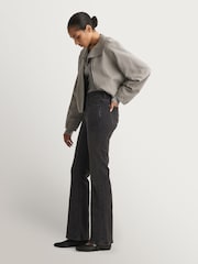 Free People Black Double Knot High Rise Straight Jeans - Image 3 of 5