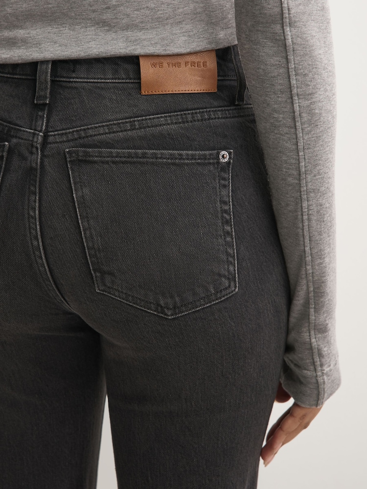 Free People Black Double Knot High Rise Straight Jeans - Image 5 of 5 Free People Black Double Knot High Rise Straight Jeans - Image 5 of 5