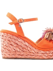 Moda in Pelle Orange Marco Pom Pom Wedge Sandals - Image 3 of 3