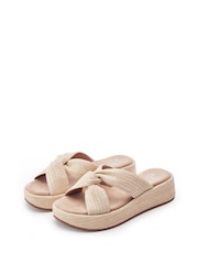 Moda in Pelle Natural Keeli Platform Sandals With Twist Feature - Image 2 of 4