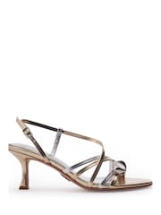 Moda in Pelle Silver Maleni Multi Strap Kitten Heel Sandals With Trim - Image 1 of 4