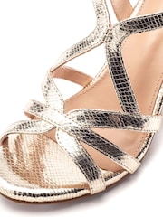 Moda in Pelle Gold Missani Criss Cross Detail Block Heel Sandals - Image 2 of 3