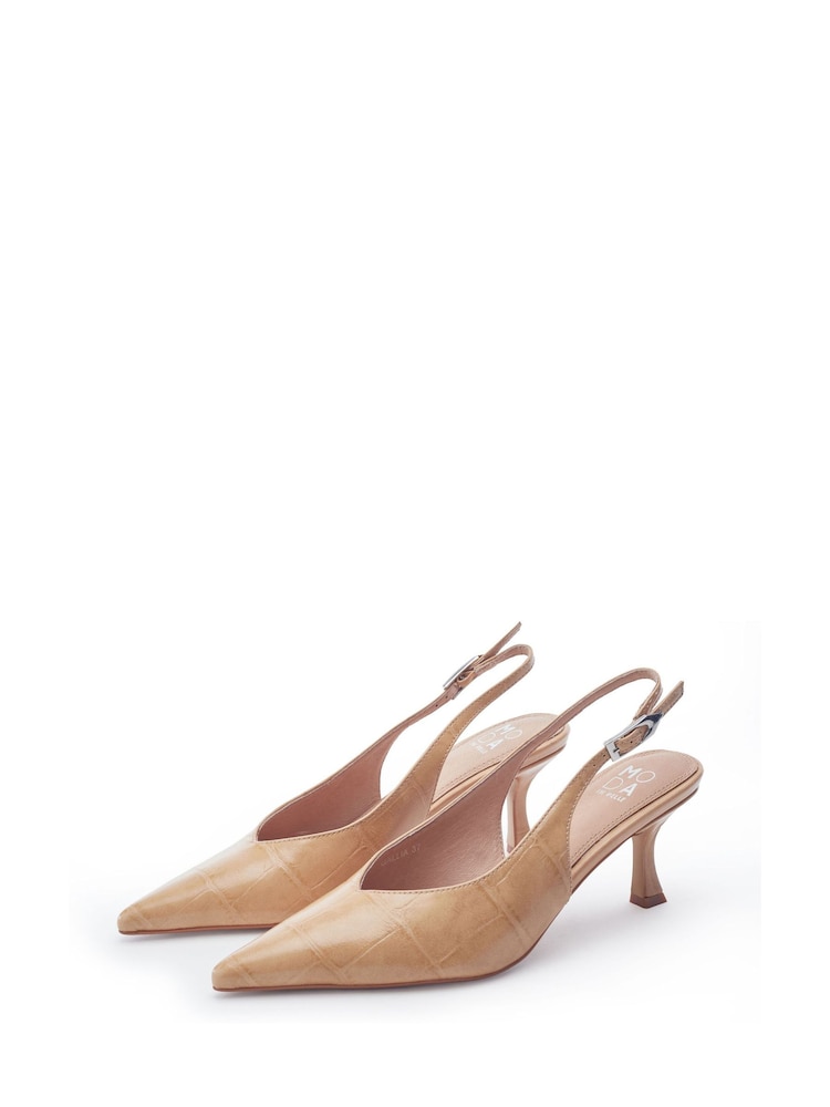 Moda in Pelle Natural Gallia Pointed Toe Slingback Shoes - Image 2 of 4