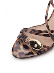 Moda in Pelle Animal Maleni Multi Strap Kitten Heel Sandals With Trim - Image 3 of 4