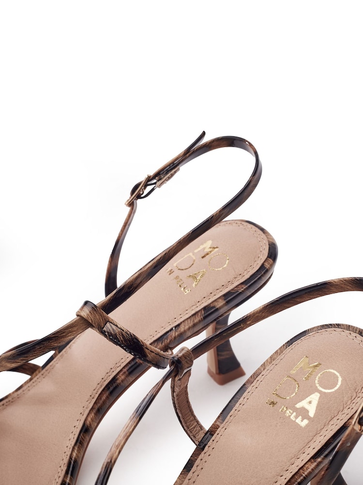 Moda in Pelle Animal Maleni Multi Strap Kitten Heel Sandals With Trim - Image 4 of 4