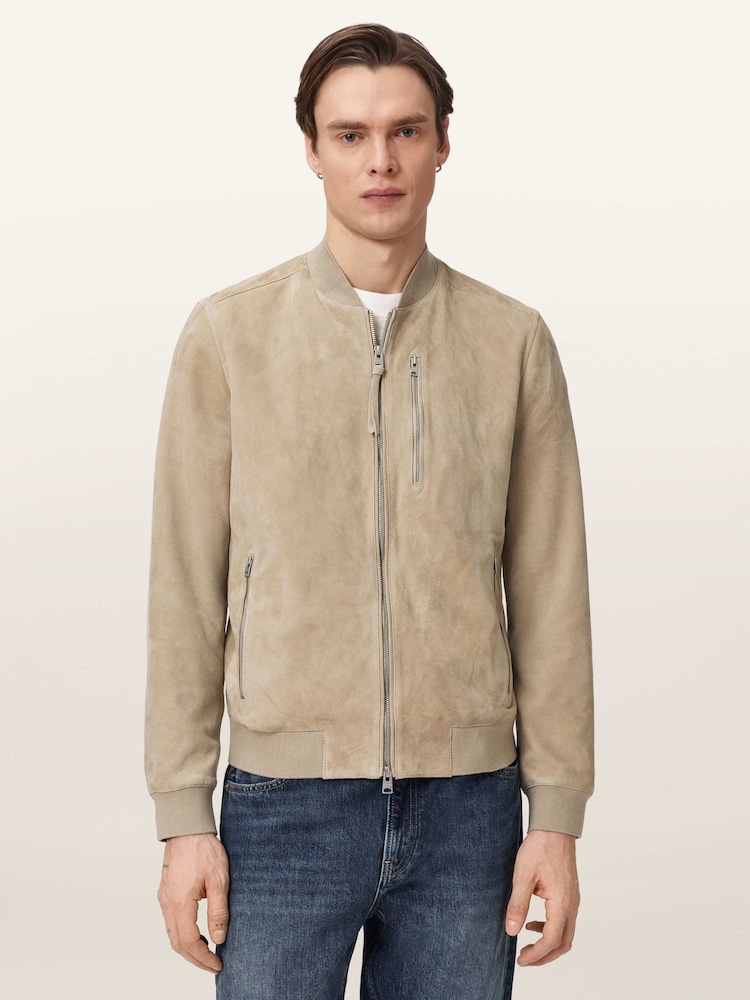 AllSaints Brown Kemble Suede Bomber Jacket - Image 2 of 7