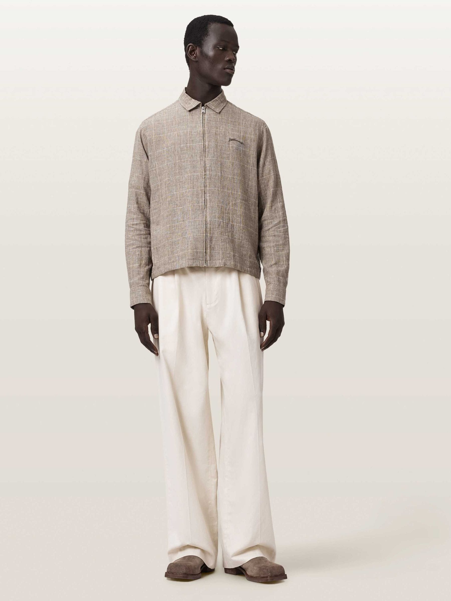 Buy AllSaints Brown Keal Linen Jacket from Next USA