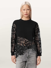 AllSaints Black Malorie Long Sleeve Top - Image 1 of 6
