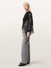 AllSaints Black Malorie Long Sleeve Top - Image 4 of 6