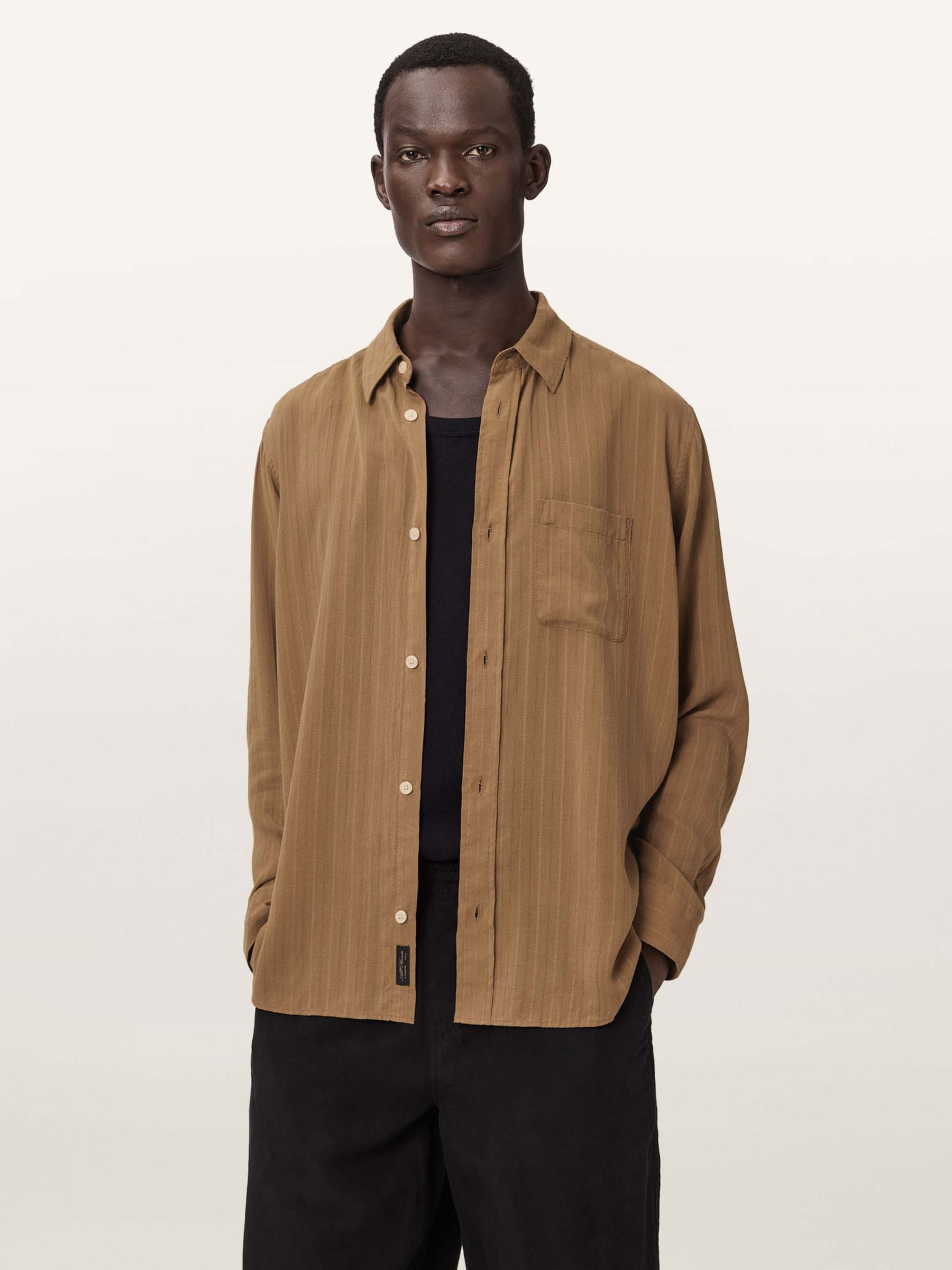 Buy AllSaints Brown Carlyle Long Sleeve Shirt from Next USA