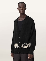 AllSaints Black Tabua Cardigan - Image 1 of 6