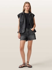AllSaints Black Tay Denim Shorts - Image 2 of 6