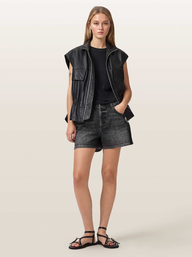 AllSaints Black Tay Denim Shorts - Image 2 of 6