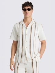 MOSS Natural Cuban Stripe Shirt - Image 1 of 4