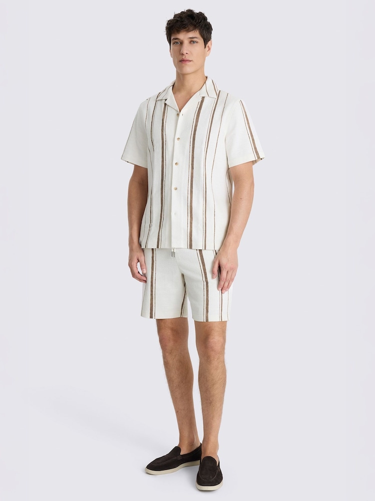 MOSS Natural Cuban Stripe Shirt - Image 2 of 4 MOSS Natural Cuban Stripe Shirt - Image 2 of 4