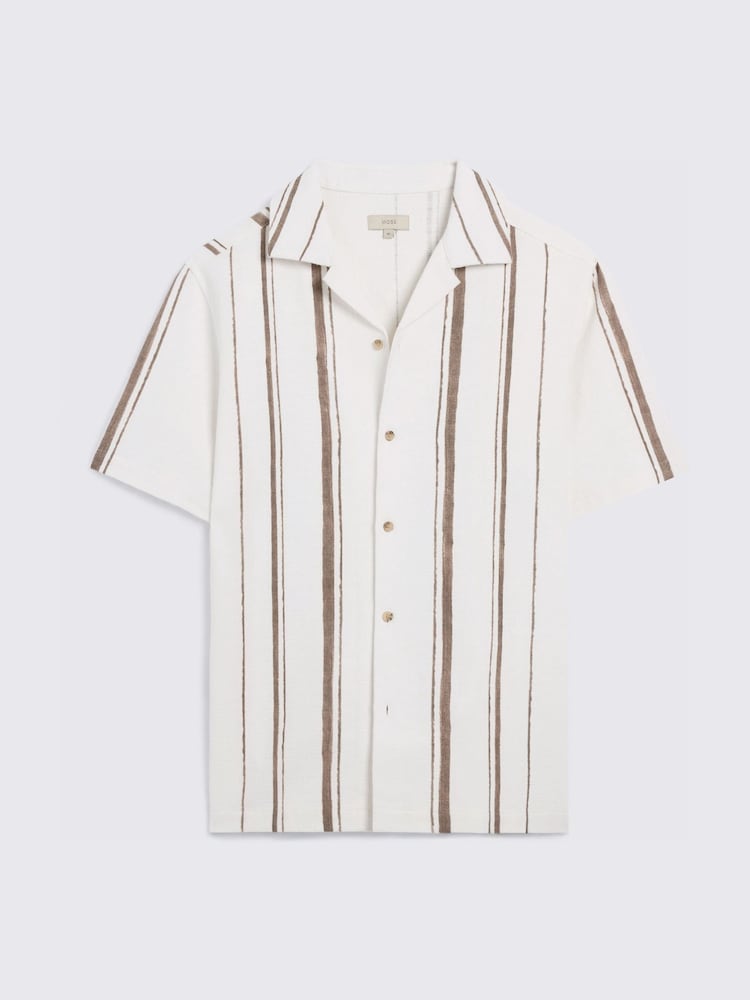 MOSS Natural Cuban Stripe Shirt - Image 4 of 4 MOSS Natural Cuban Stripe Shirt - Image 4 of 4