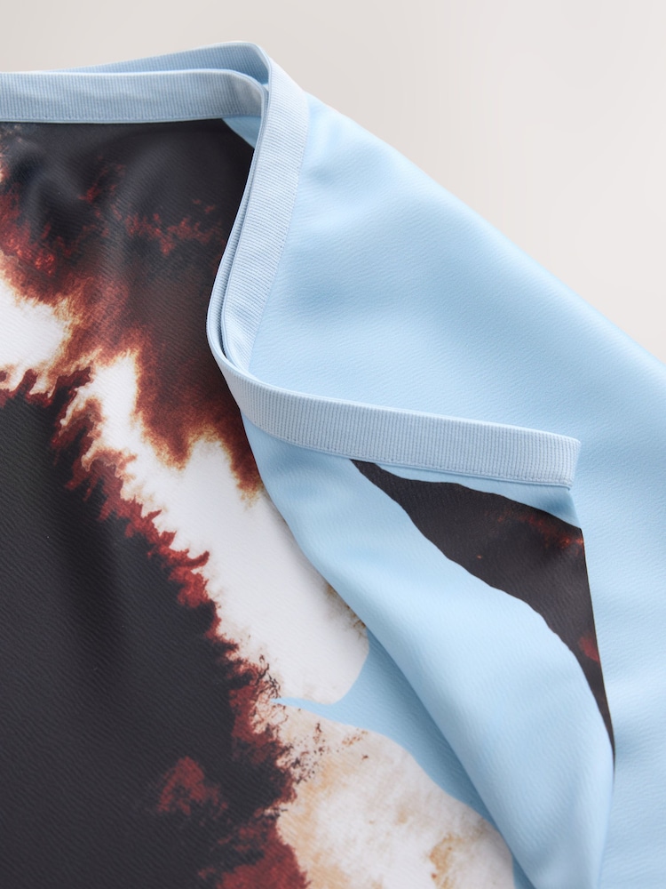 Light Blue/Black Floral Print Satin Midi Skirt - Image 8 of 8 Light Blue/Black Floral Print Satin Midi Skirt - Image 8 of 8