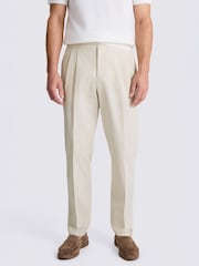 MOSS Cream Cotton Pleated Trousers - Image 1 of 5
