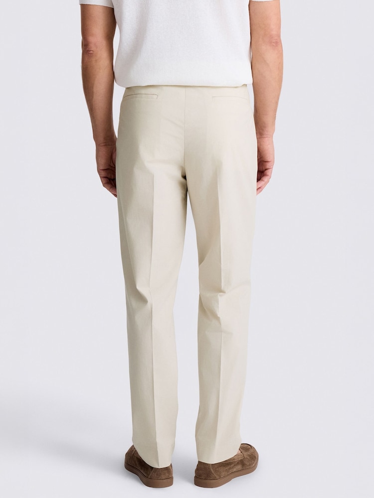 MOSS Cream Cotton Pleated Trousers - Image 2 of 5