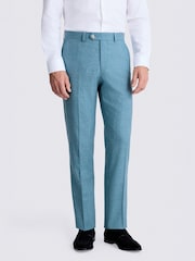 MOSS Teal Tailored Fit Slub Suit Trousers - Image 1 of 3