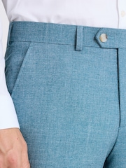 MOSS Teal Tailored Fit Slub Suit Trousers - Image 3 of 3