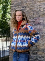Burnt Orange Fairisle Borg Jacket - Image 3 of 5