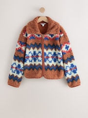 Burnt Orange Fairisle Borg Jacket - Image 4 of 5