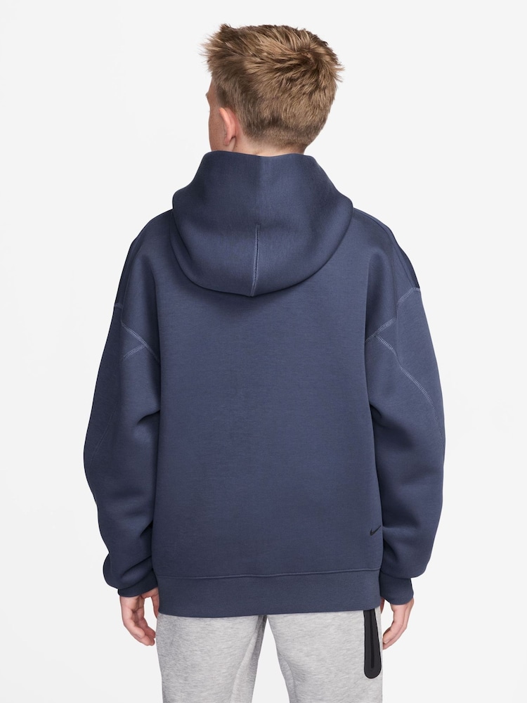 Nike Diffused Blue Sportswear Tech Fleece Oversized Pullover Hoodie - Image 2 of 3 Nike Diffused Blue Sportswear Tech Fleece Oversized Pullover Hoodie - Image 2 of 3