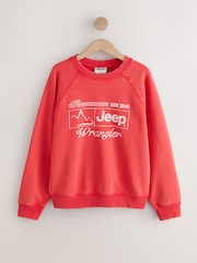 Red Washed Jeep Licence Graphic Sweatshirt - Image 1 of 3